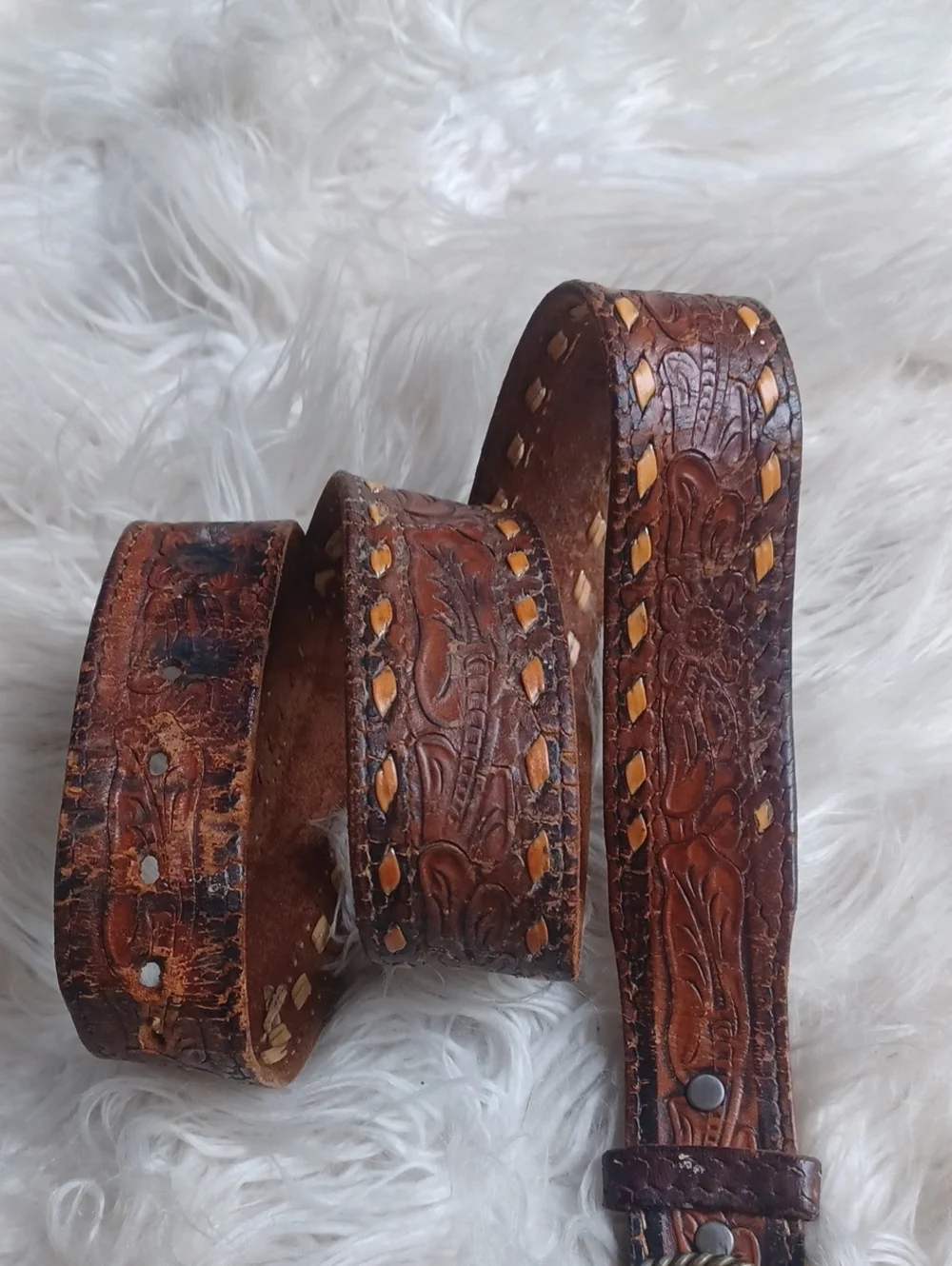 Vintage 1978 Motor Harley Davidson Leather Belt With Amazing Buckle